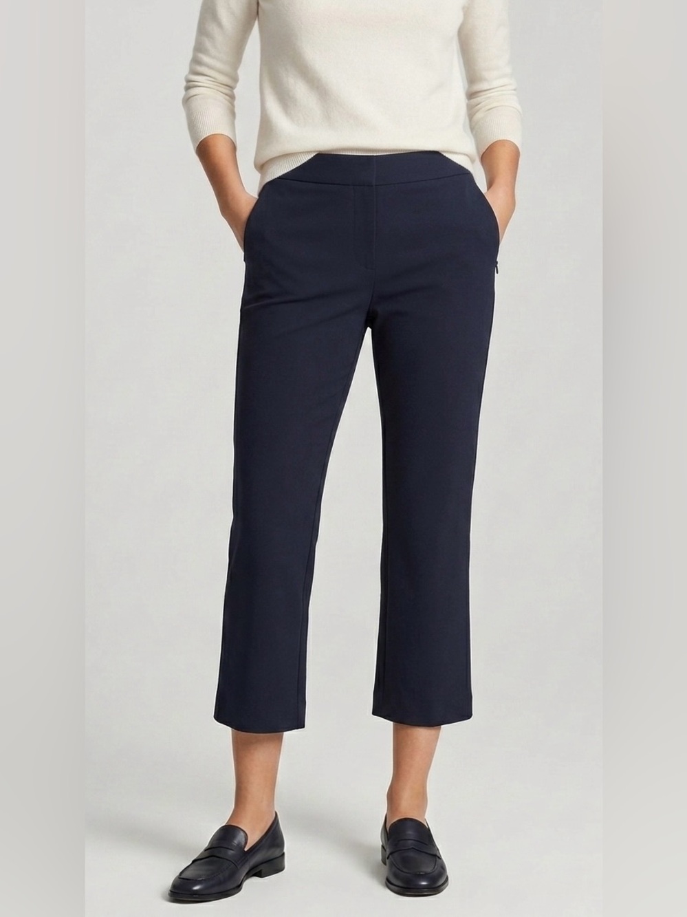 Vince Navy Ribbed-Trim Knit pants